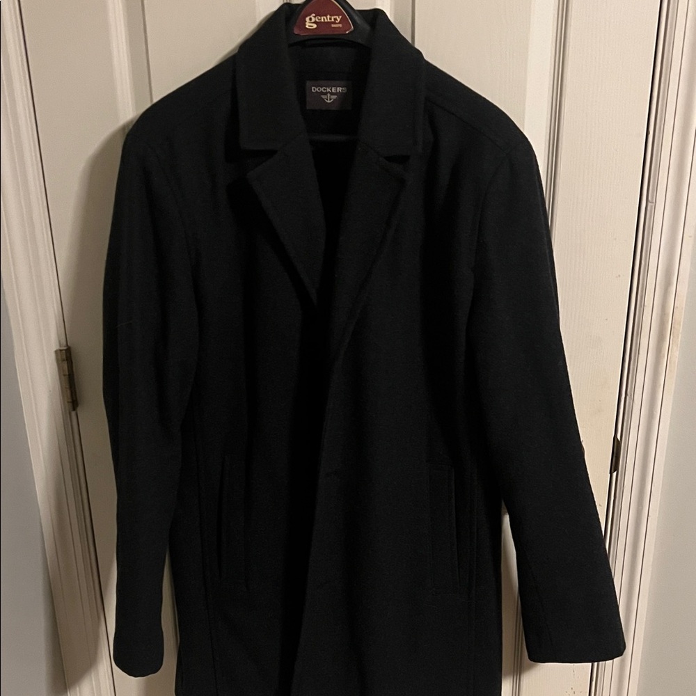 Dockers Black Men's Wool-Blend Pea Coat